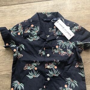 Janie and Jack Navy Palm Print Baby Shirt 6-12 months NWT